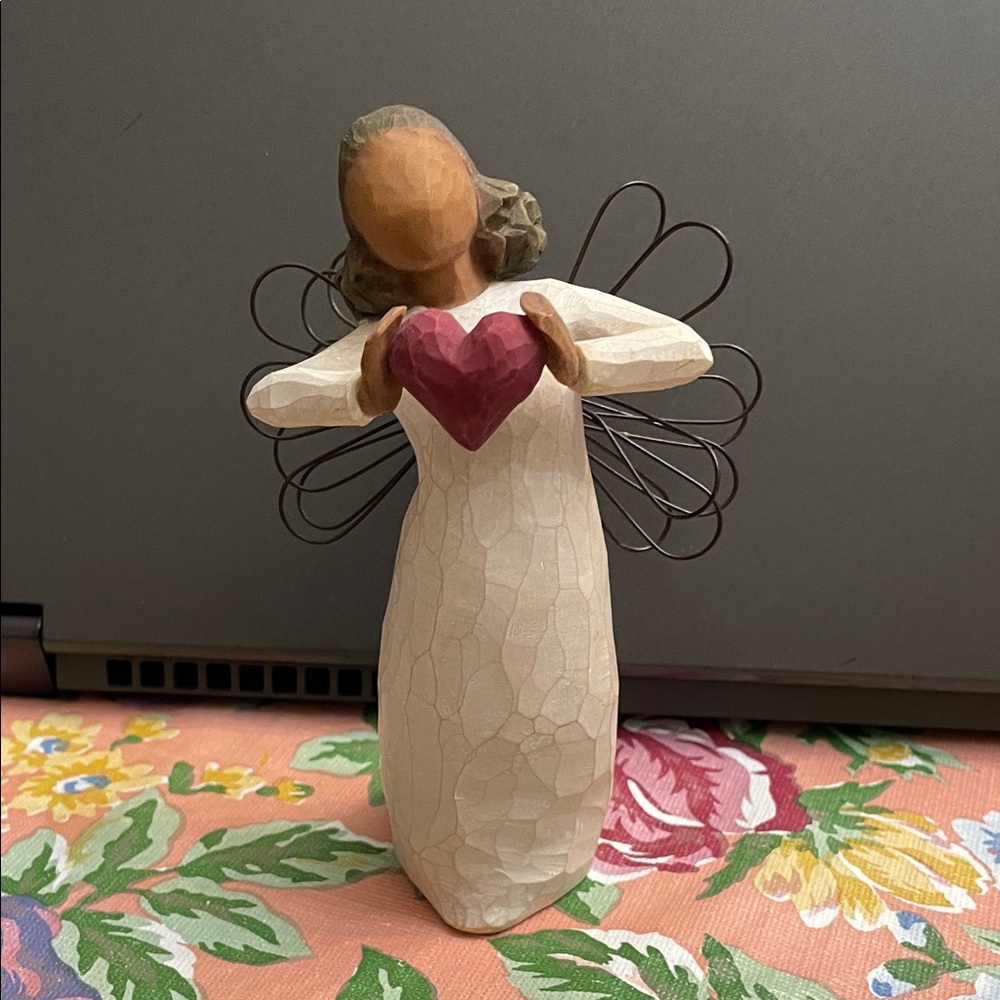 Heartfelt Angel Figurine with Red Heart